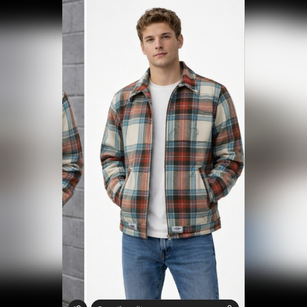 New Stylish Dickies Construct plaid flannel jacket in classic barracuda style